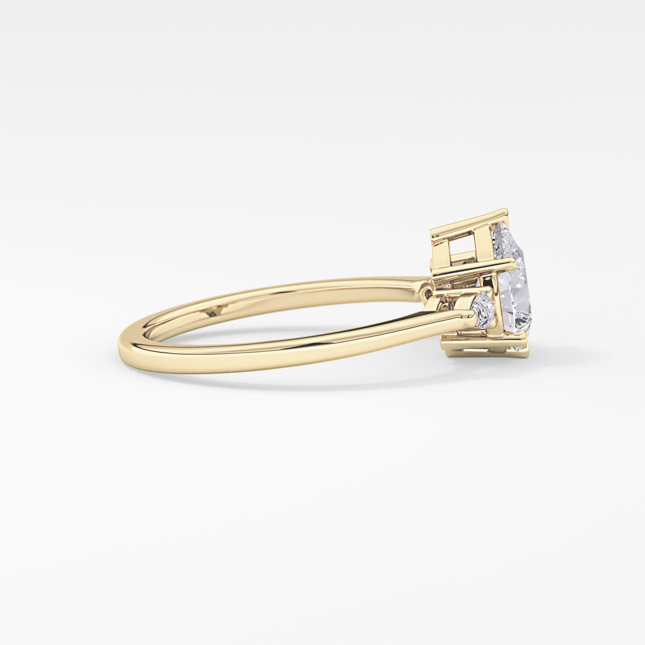 Pear Cut 0.86 Carat Moissanite Ring – Three Stones Setting in Gold