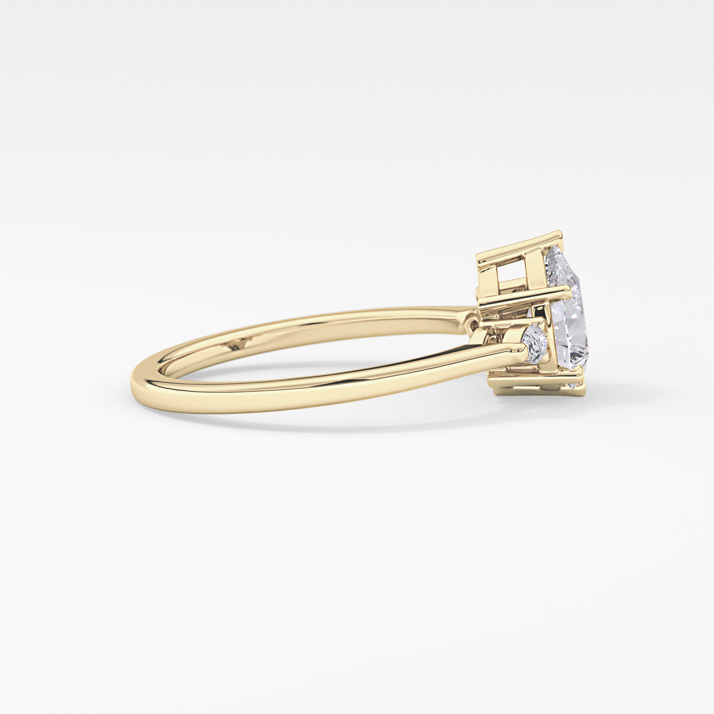 Pear Cut 0.86 Carat Moissanite Ring – Three Stones Setting in Gold