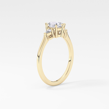 Pear Cut 0.86 Carat Moissanite Ring – Three Stones Setting in Gold