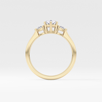 Pear Cut 0.86 Carat Moissanite Ring – Three Stones Setting in Gold