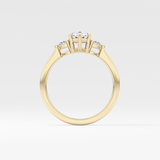 Pear Cut 0.86 Carat Moissanite Ring – Three Stones Setting in Gold