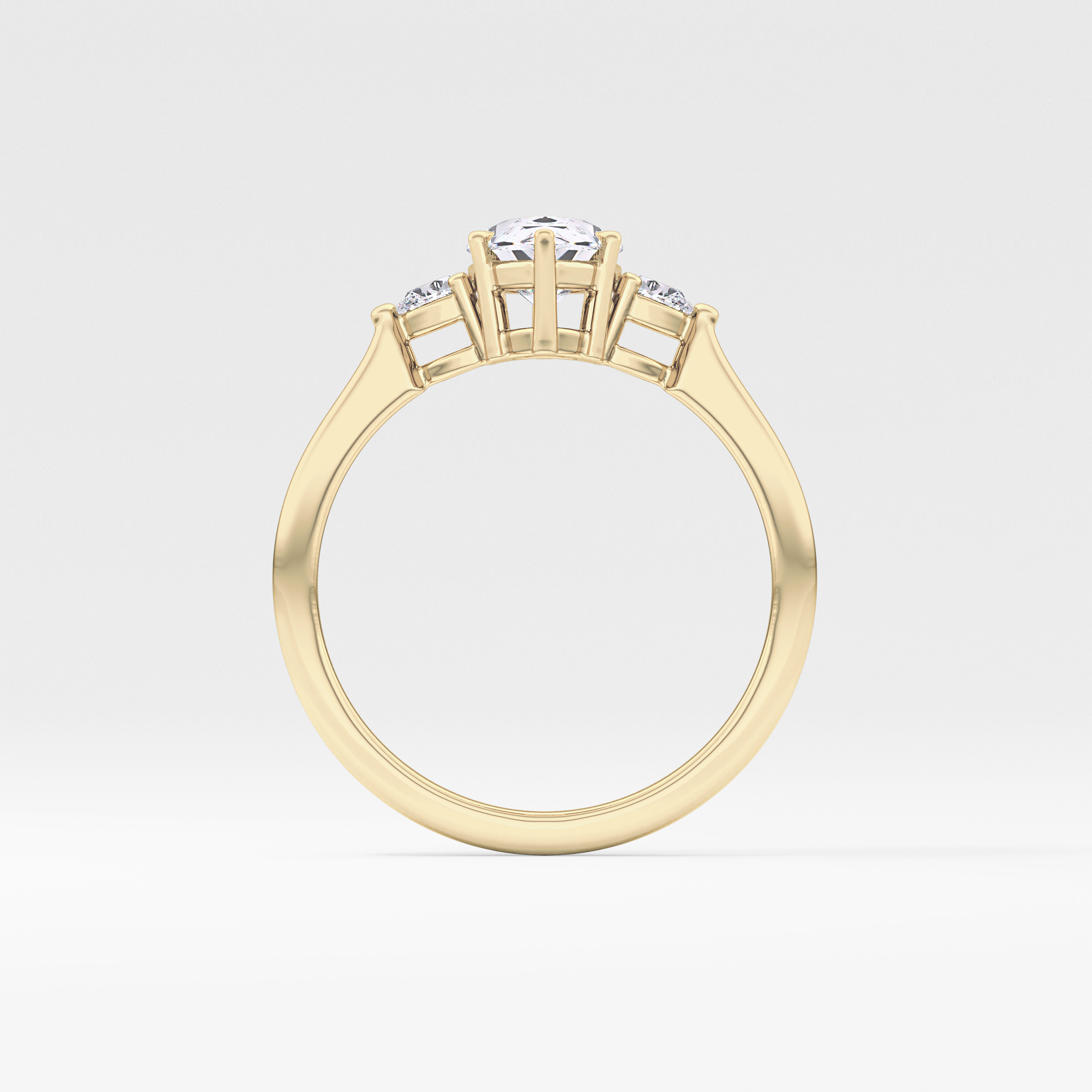 Pear Cut 0.86 Carat Moissanite Ring – Three Stones Setting in Gold