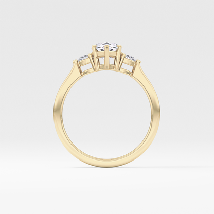 Pear Cut 0.86 Carat Moissanite Ring – Three Stones Setting in Gold