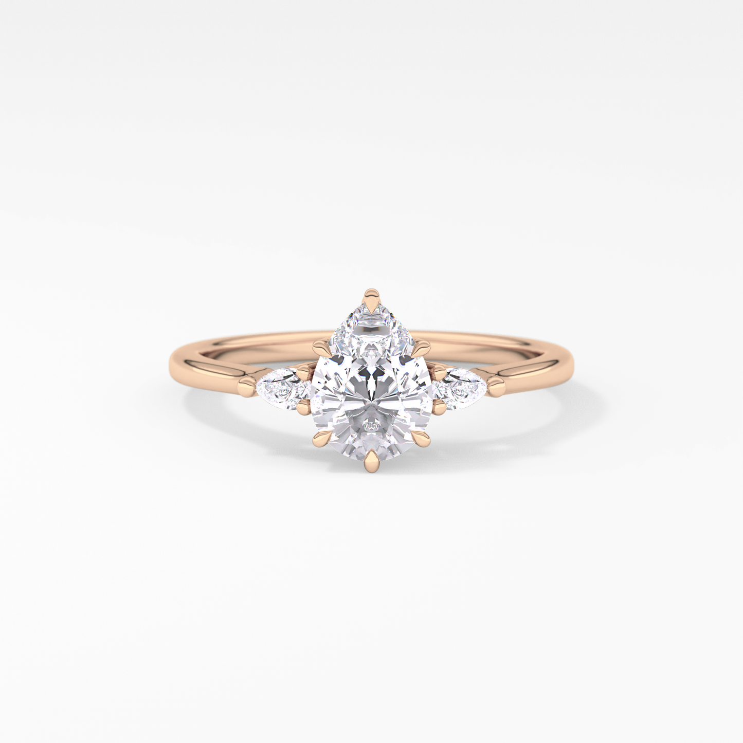 Pear Cut 0.86 Carat Moissanite Ring – Three Stones Setting in Gold
