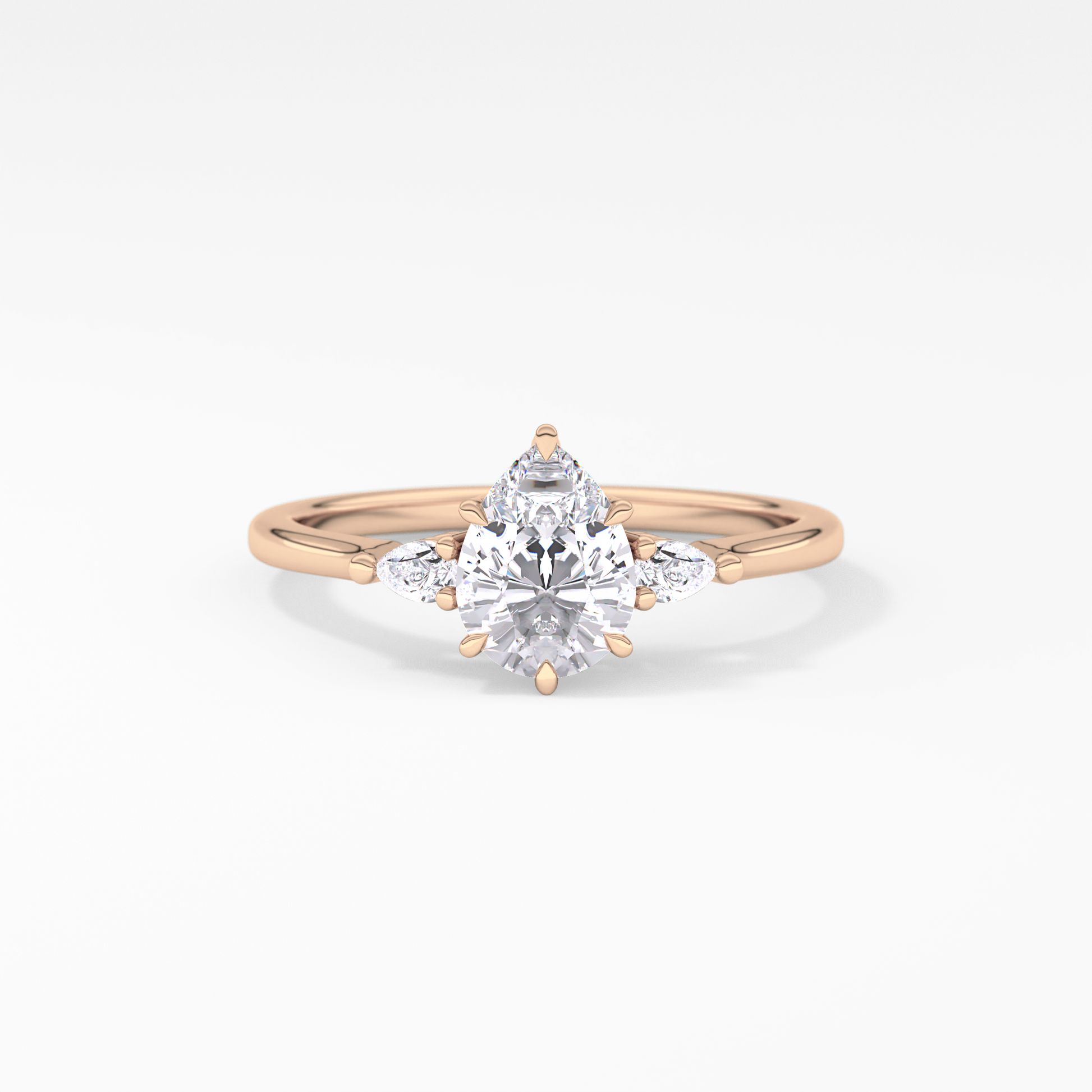 Pear Cut 0.86 Carat Moissanite Ring – Three Stones Setting in Gold
