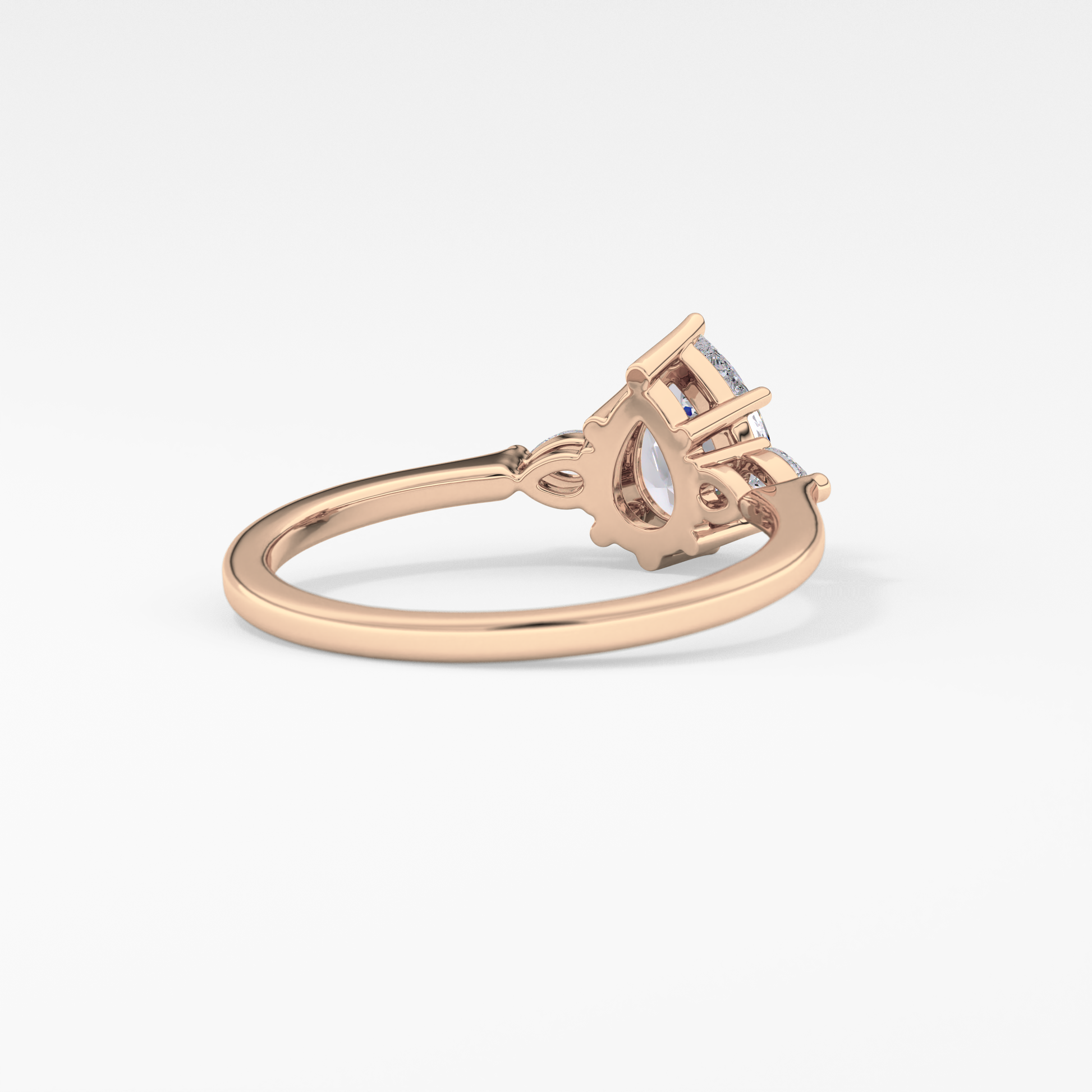 Pear Cut 0.86 Carat Moissanite Ring – Three Stones Setting in Gold