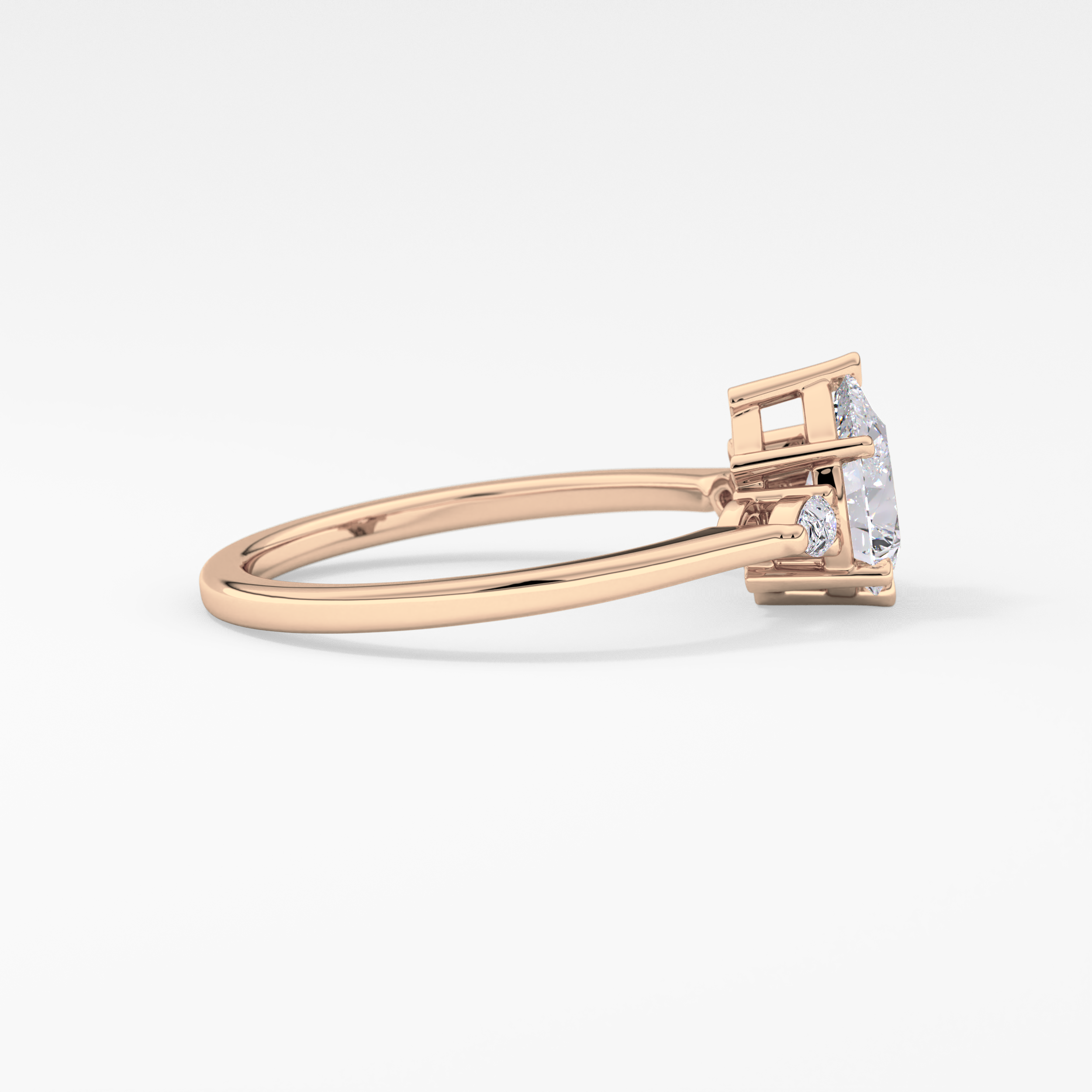 Pear Cut 0.86 Carat Moissanite Ring – Three Stones Setting in Gold