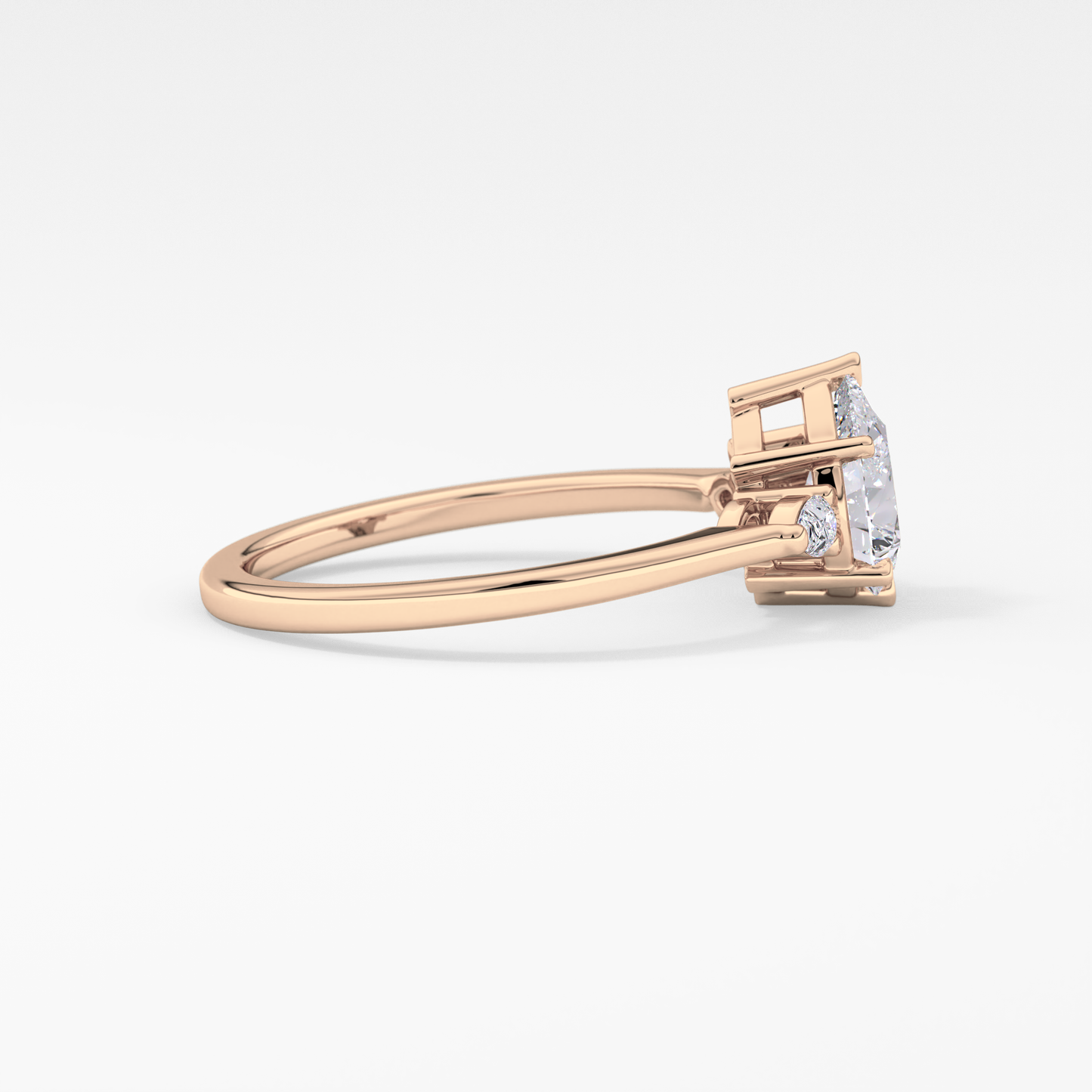 Pear Cut 0.86 Carat Moissanite Ring – Three Stones Setting in Gold