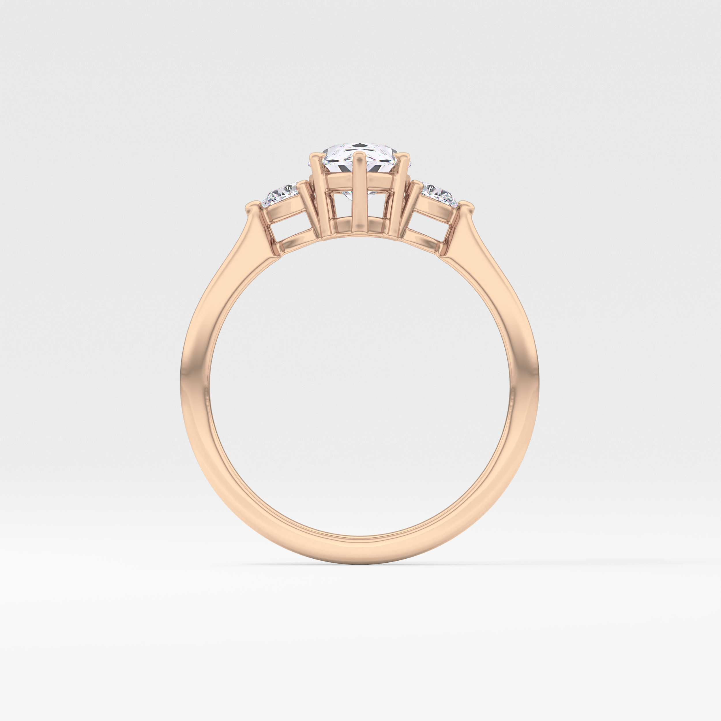 Pear Cut 0.86 Carat Moissanite Ring – Three Stones Setting in Gold