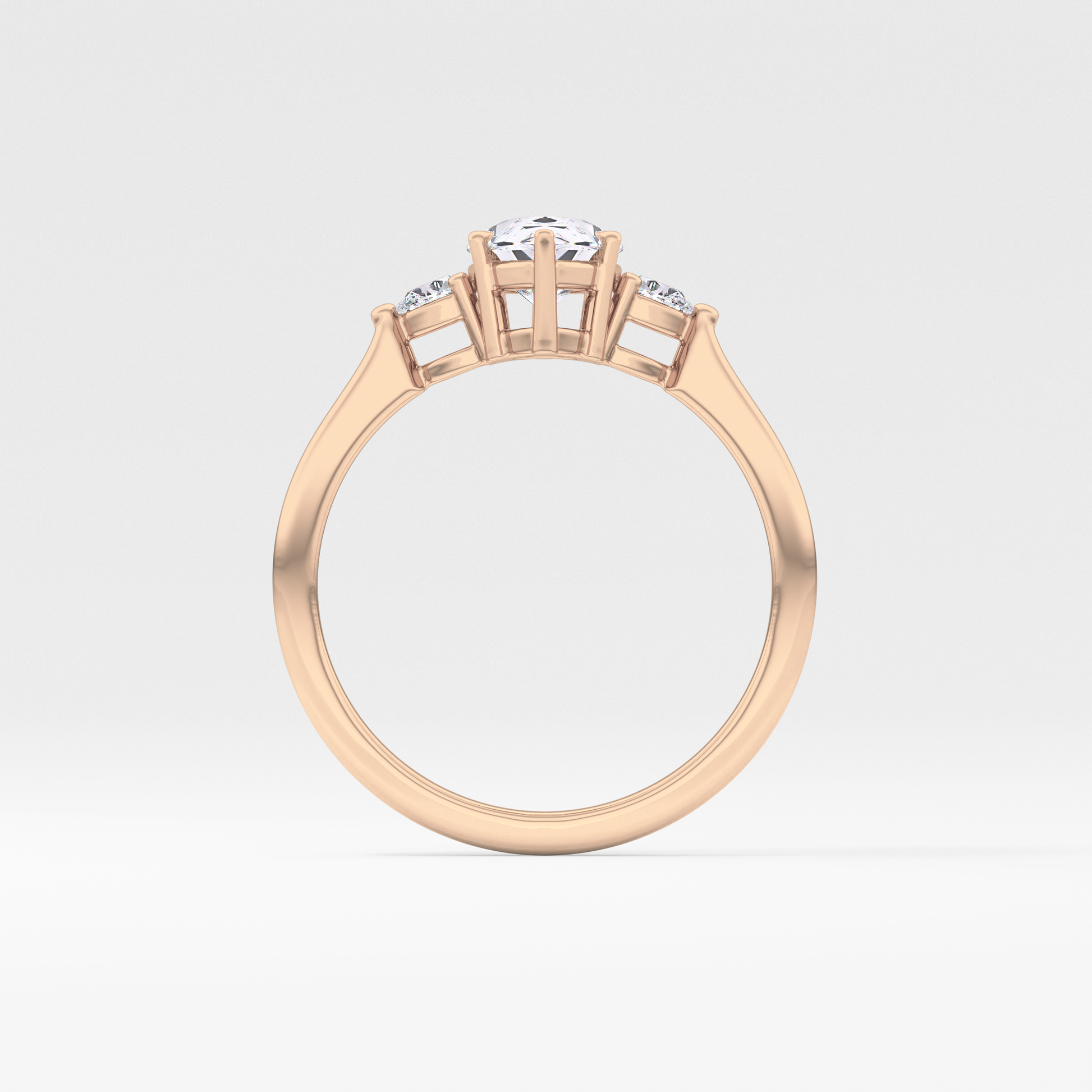 Pear Cut 0.86 Carat Moissanite Ring – Three Stones Setting in Gold