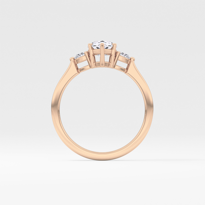 Pear Cut 0.86 Carat Moissanite Ring – Three Stones Setting in Gold