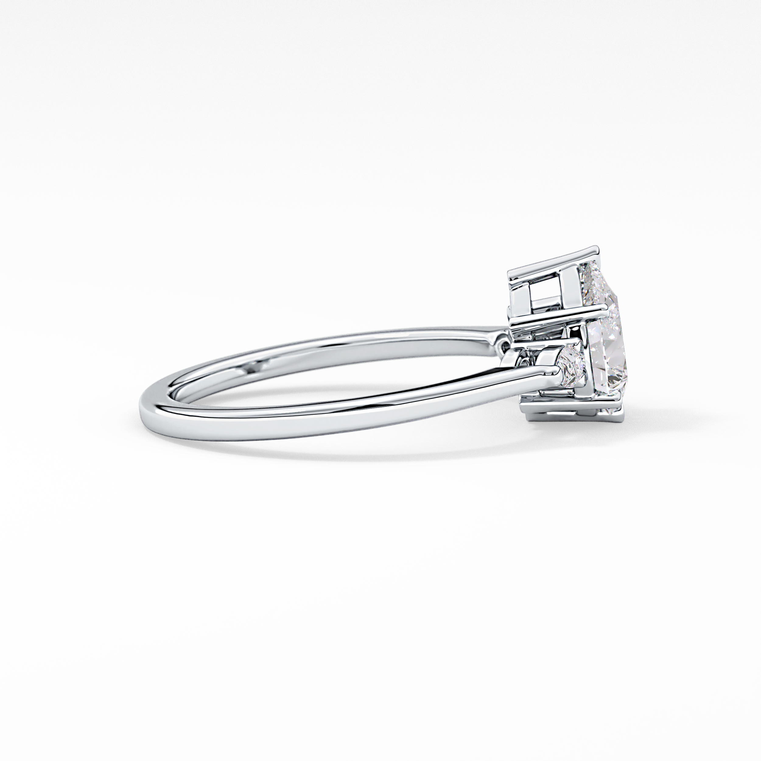 Pear Cut 0.86 Carat Moissanite Ring – Three Stones Setting in Gold