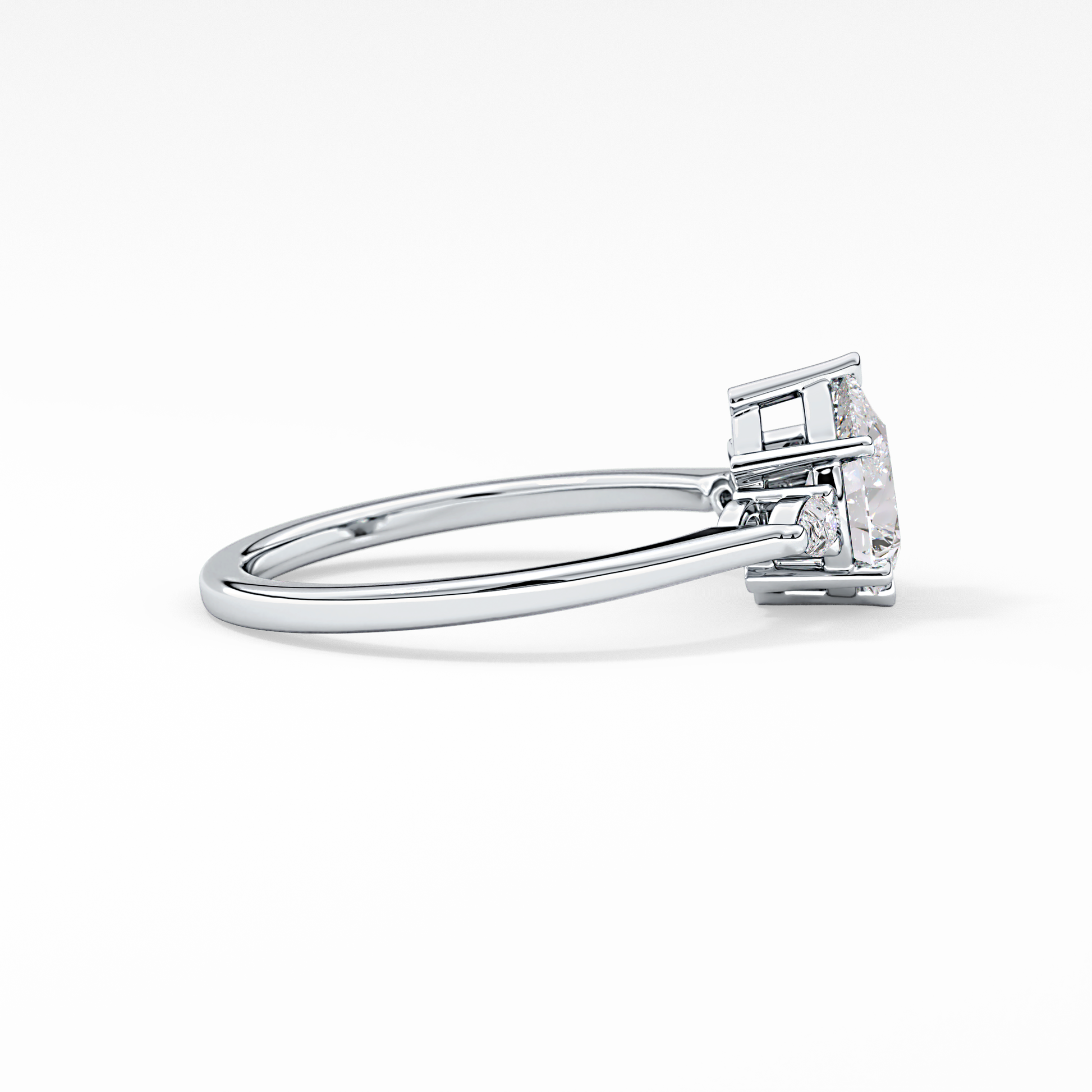 Pear Cut 0.86 Carat Moissanite Ring – Three Stones Setting in Gold