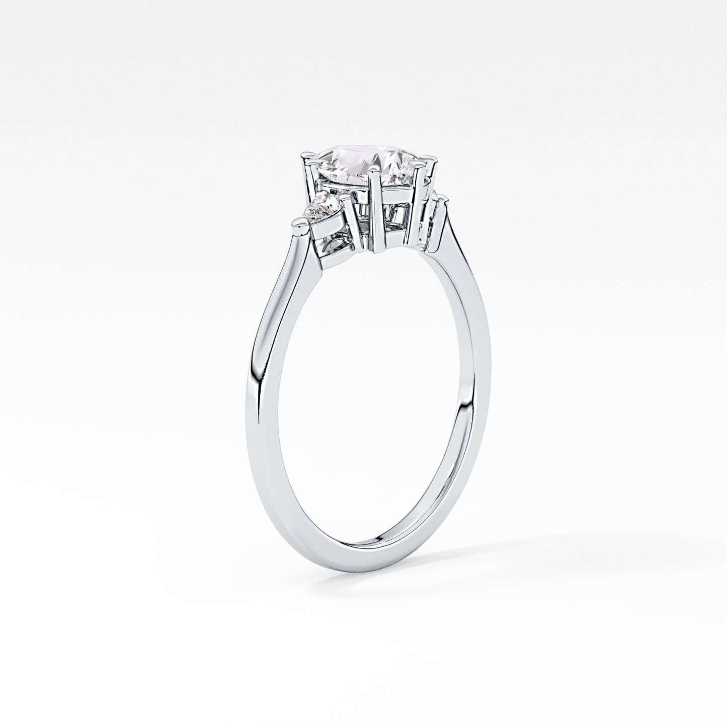 Pear Cut 0.86 Carat Moissanite Ring – Three Stones Setting in Gold