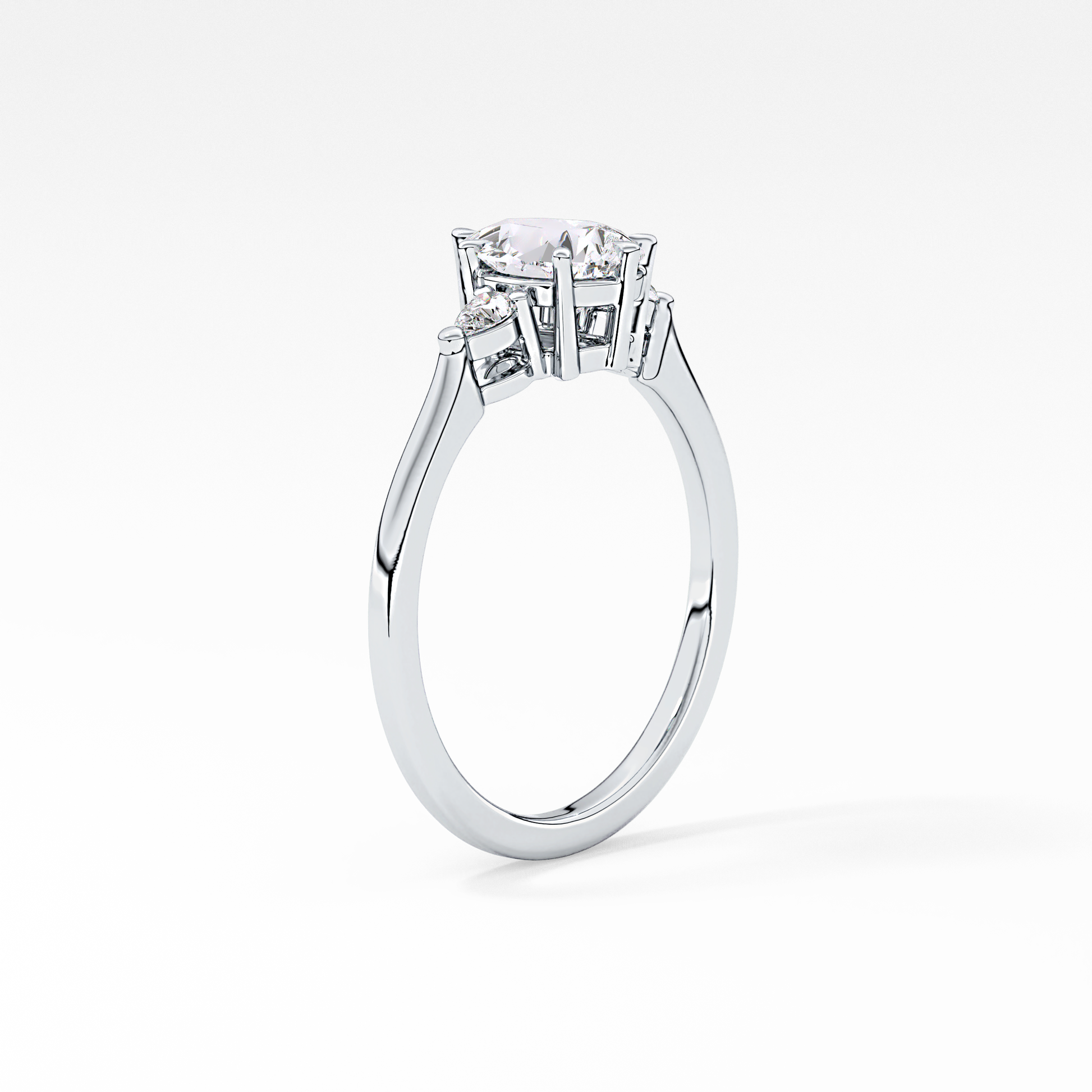 Pear Cut 0.86 Carat Moissanite Ring – Three Stones Setting in Gold