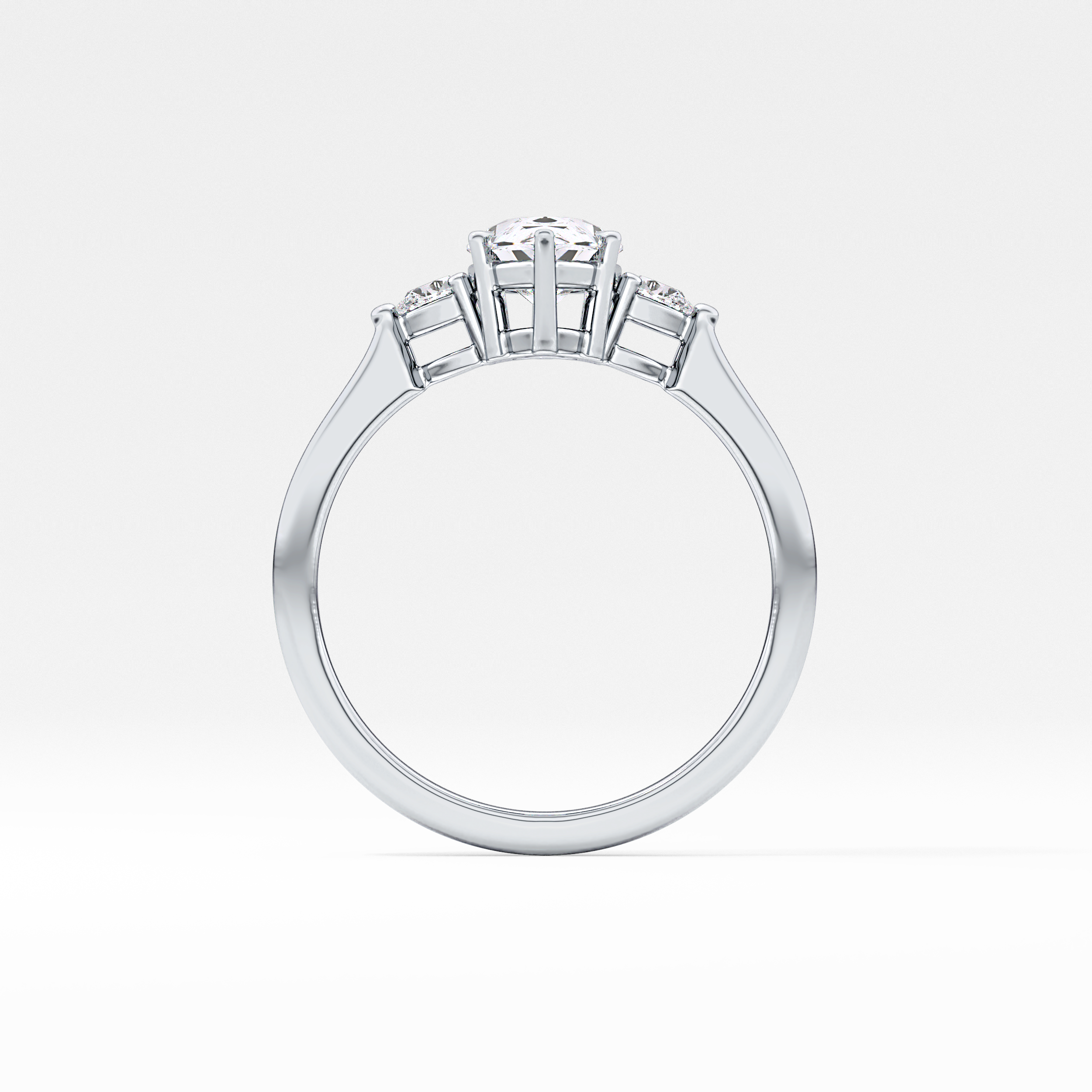 Pear Cut 0.86 Carat Moissanite Ring – Three Stones Setting in Gold