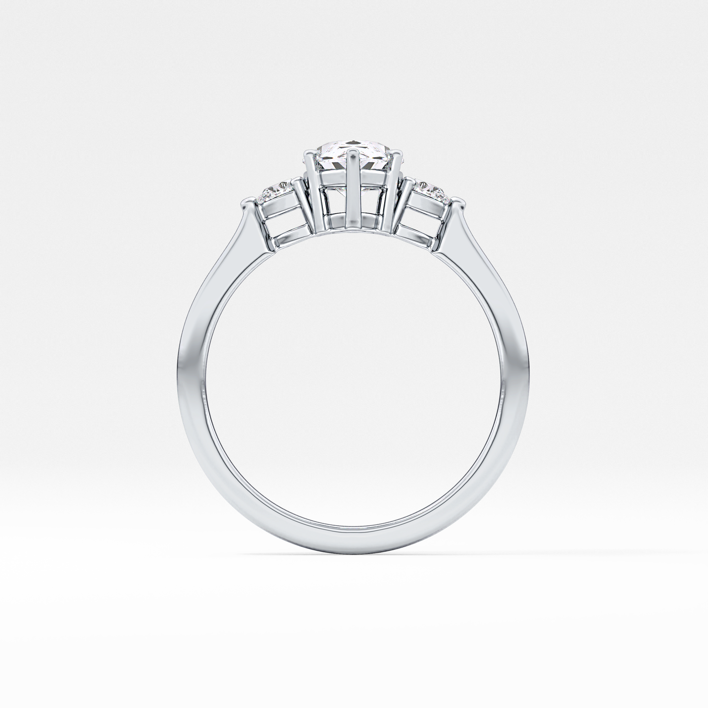 Pear Cut 0.86 Carat Moissanite Ring – Three Stones Setting in Gold