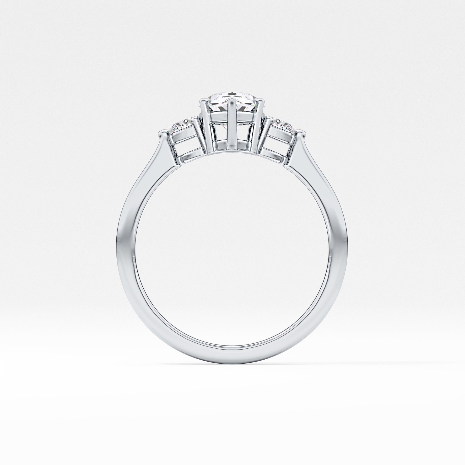 Pear Cut 0.86 Carat Moissanite Ring – Three Stones Setting in Gold