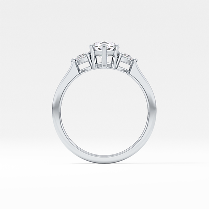 Pear Cut 0.86 Carat Moissanite Ring – Three Stones Setting in Gold