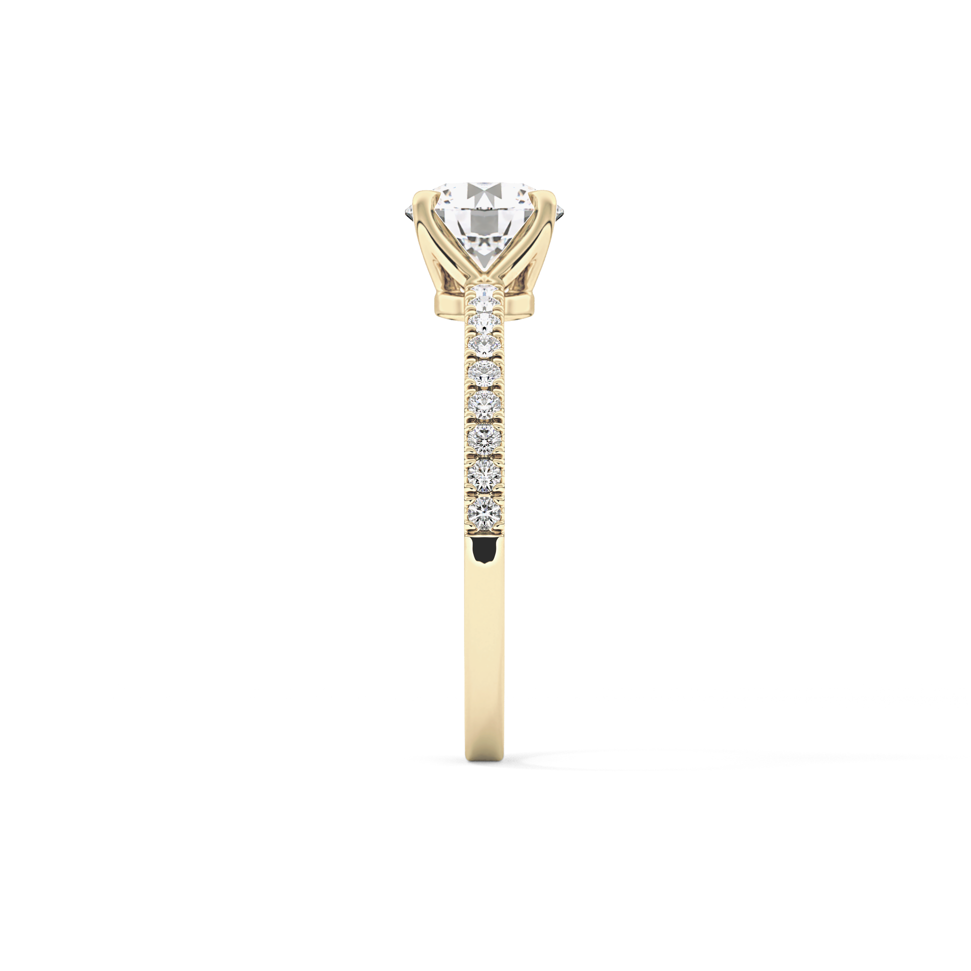 Round Cut 1.03 Carat Moissanite Ring – Pave Setting in Gold 12