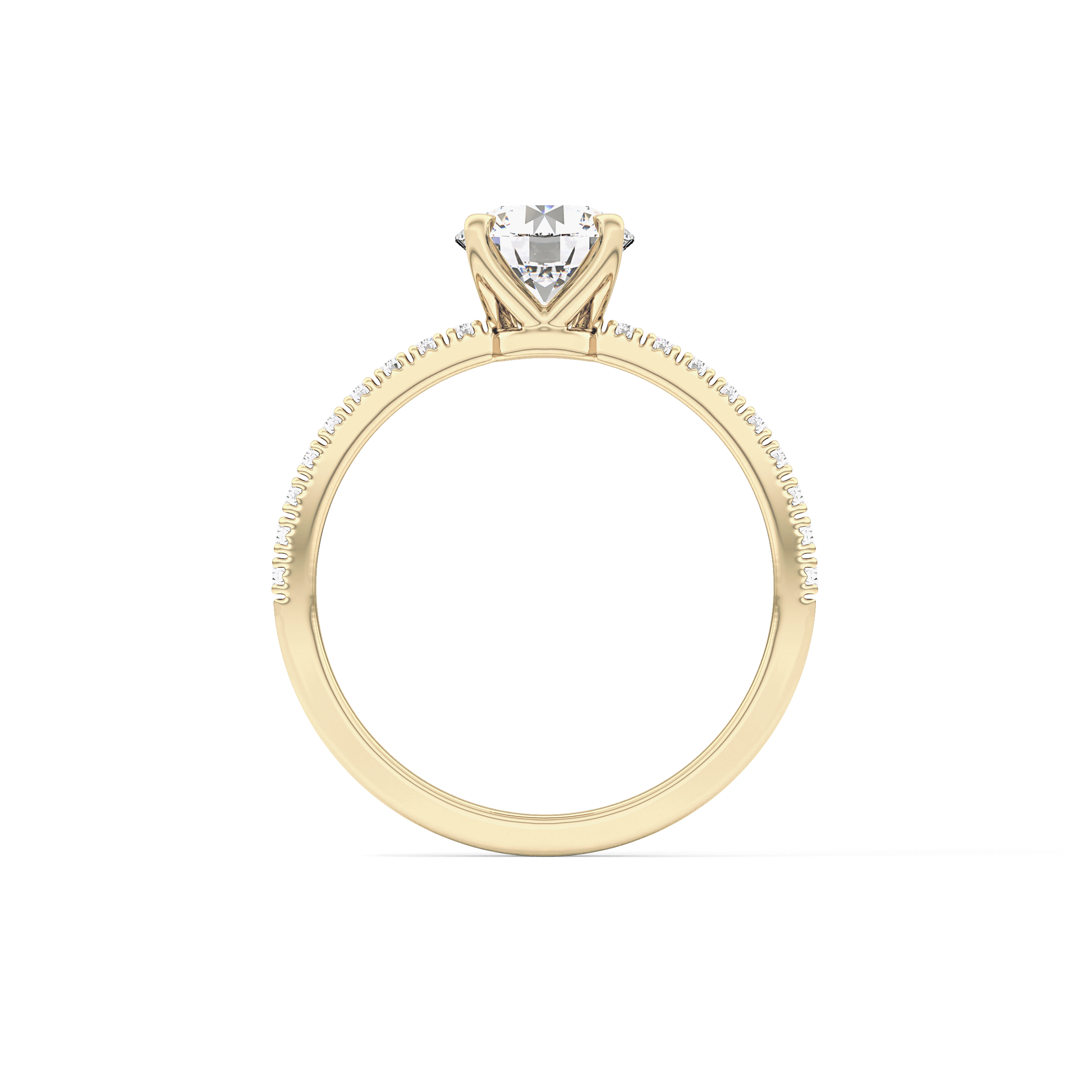 Round Cut 1.03 Carat Moissanite Ring – Pave Setting in Gold 14