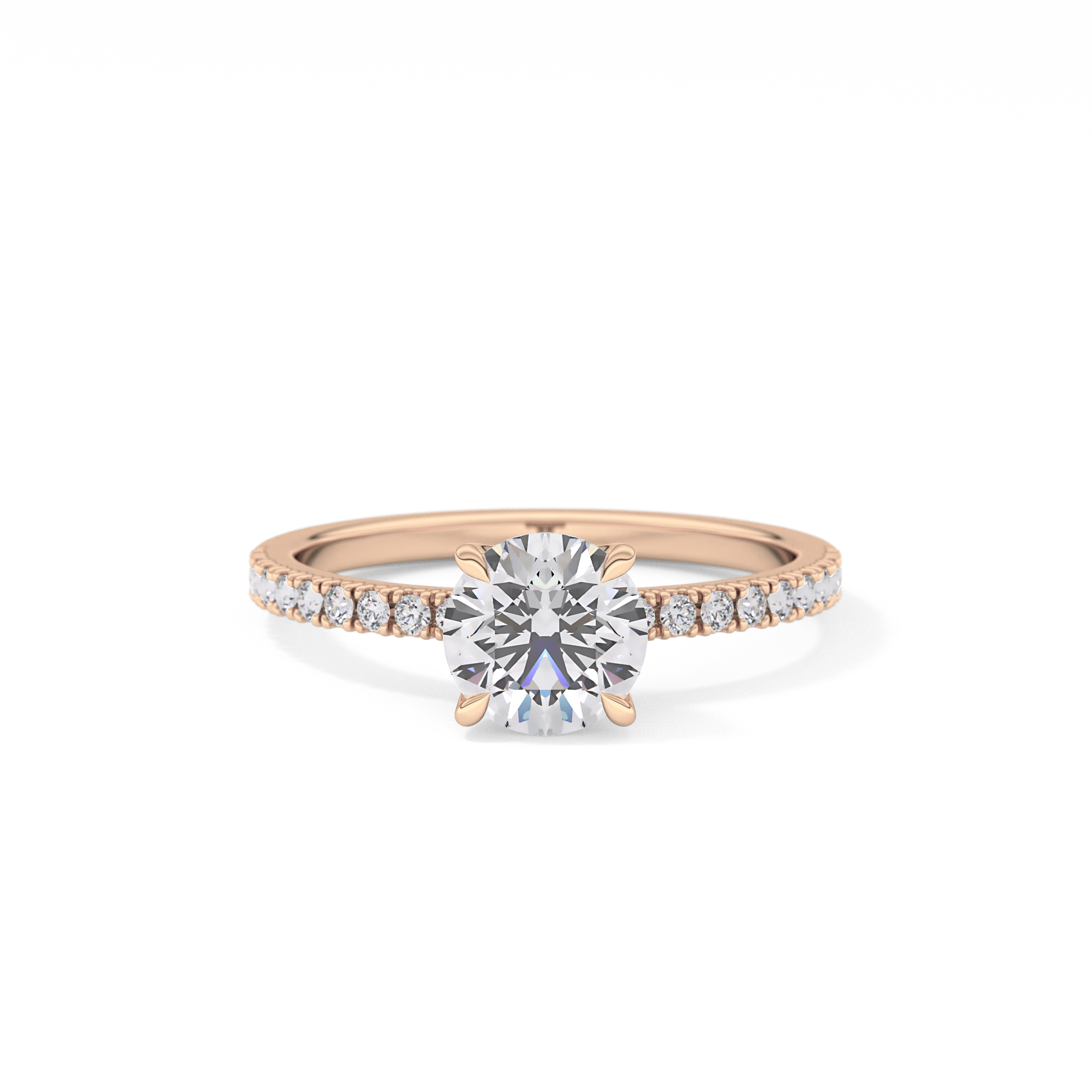 Round Cut 1.03 Carat Moissanite Ring – Pave Setting in Gold 15