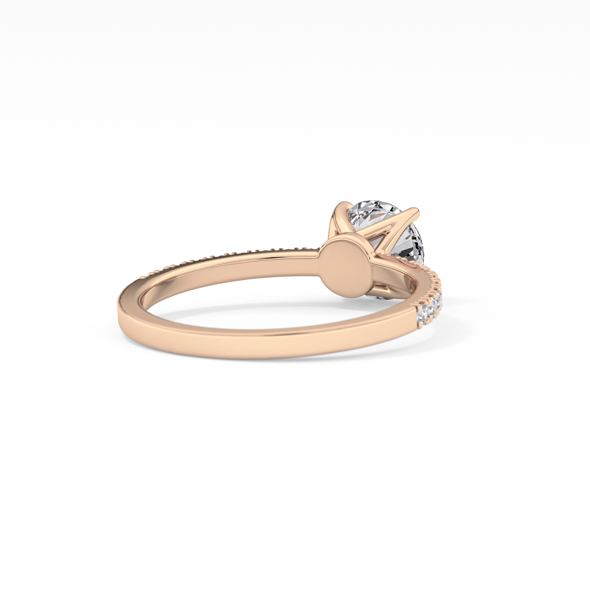 Round Cut 1.03 Carat Moissanite Ring – Pave Setting in Gold 16