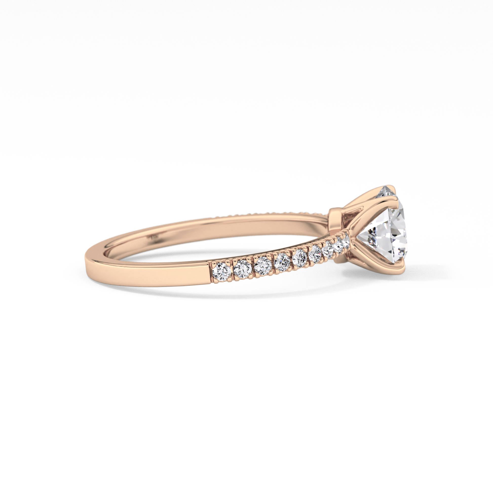 Round Cut 1.03 Carat Moissanite Ring – Pave Setting in Gold 17