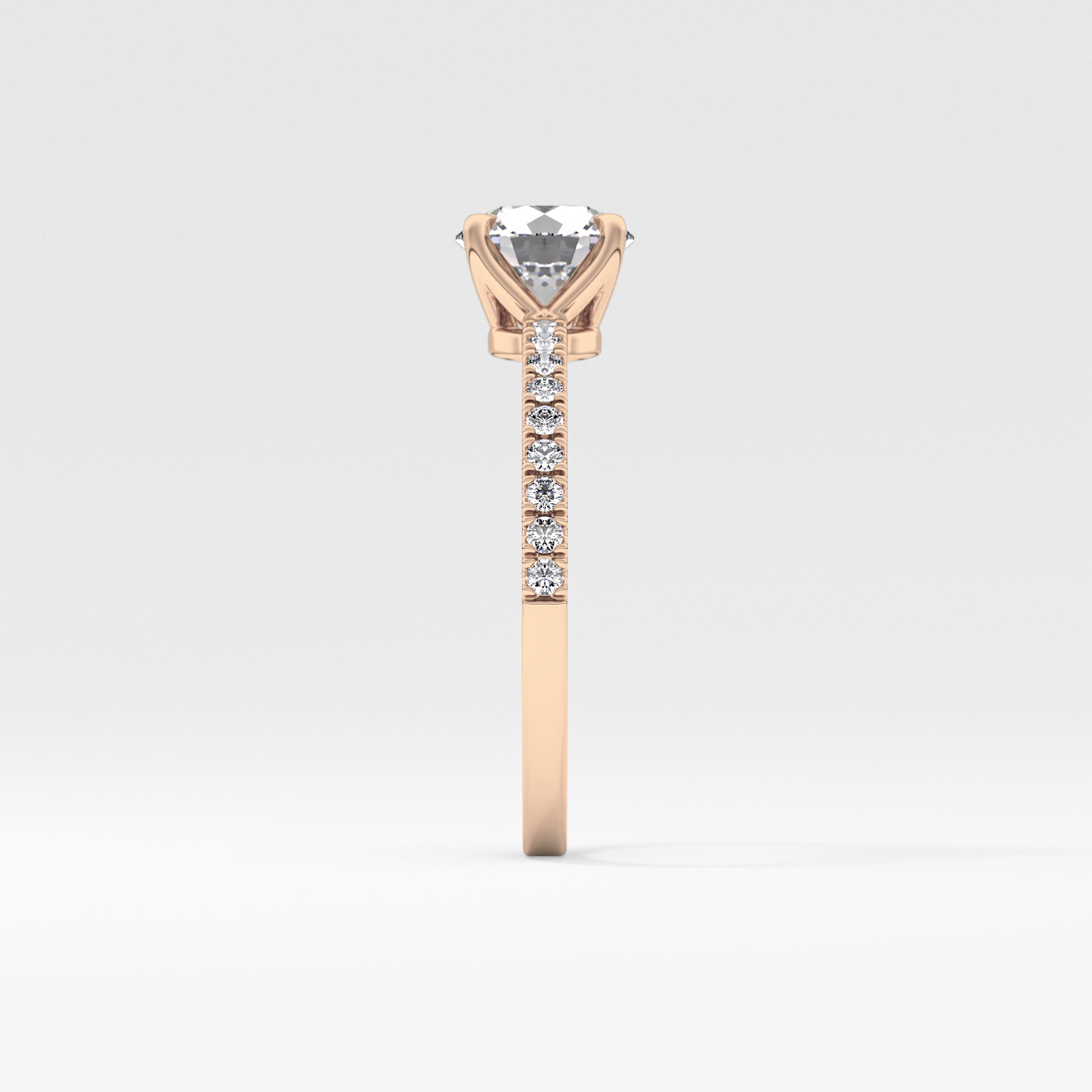 Round Cut 1.03 Carat Moissanite Ring – Pave Setting in Gold 18