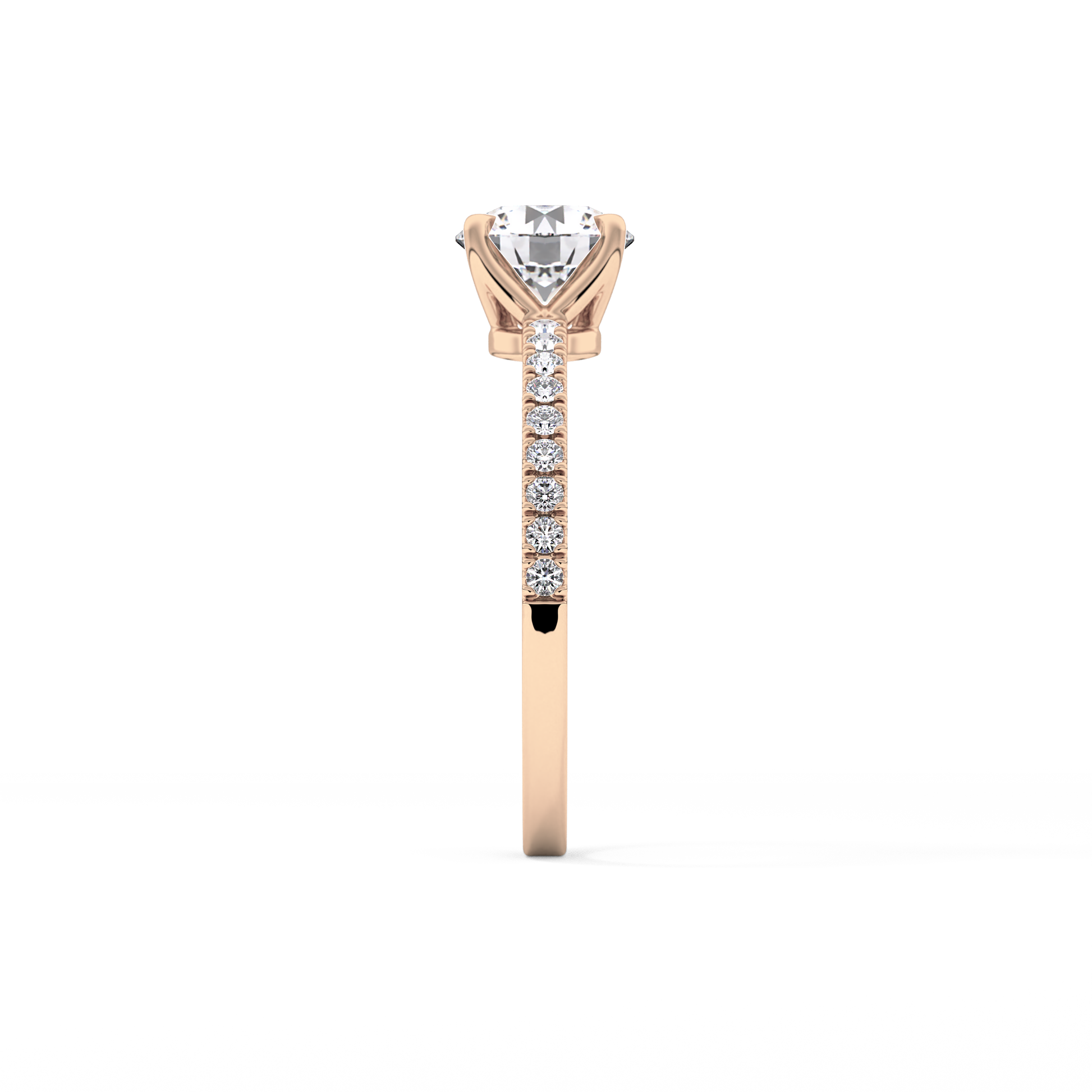 Round Cut 1.03 Carat Moissanite Ring – Pave Setting in Gold 19