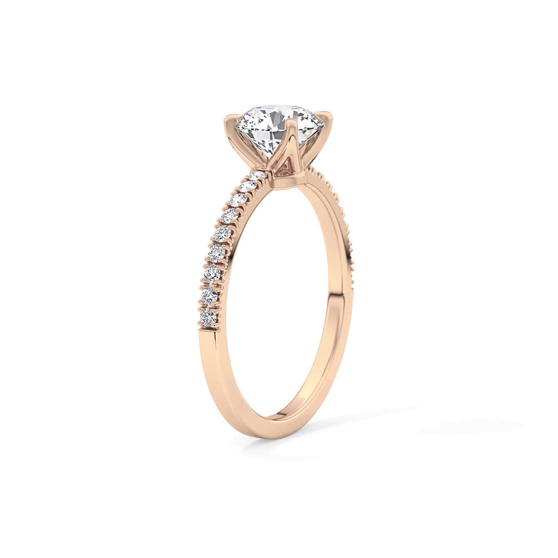 Round Cut 1.03 Carat Moissanite Ring – Pave Setting in Gold 20