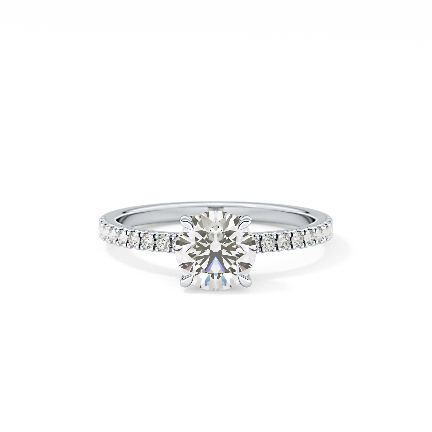 Round Cut 1.03 Carat Moissanite Ring – Pave Setting in Gold 1