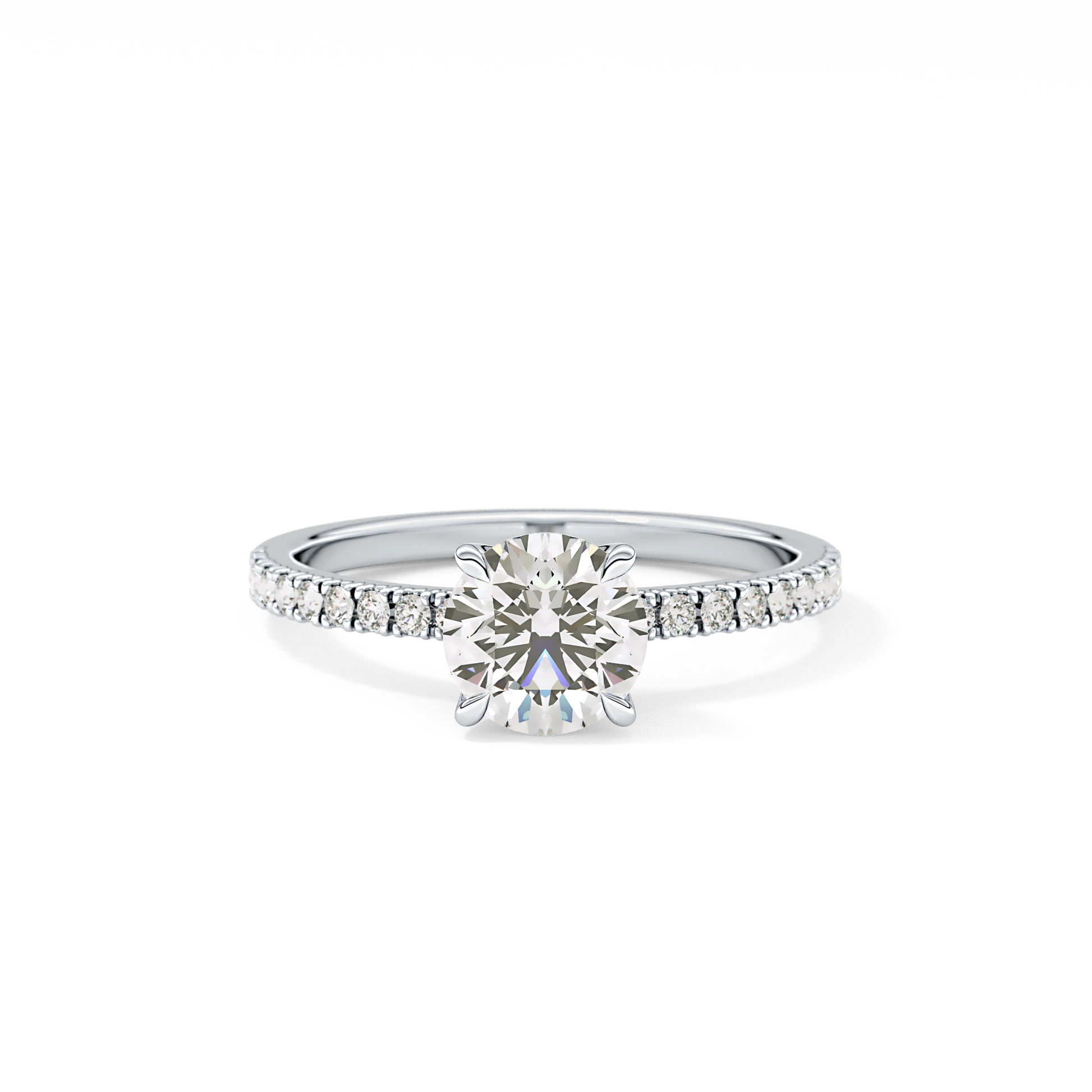 Round Cut 1.03 Carat Moissanite Ring – Pave Setting in Gold 1