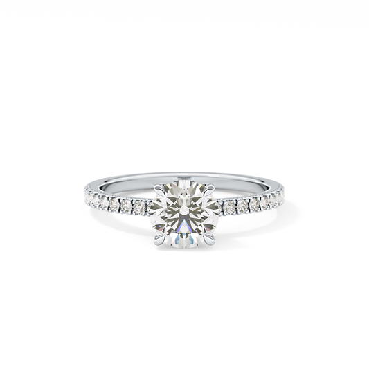Round Cut 1.03 Carat Moissanite Ring – Pave Setting in Gold 1