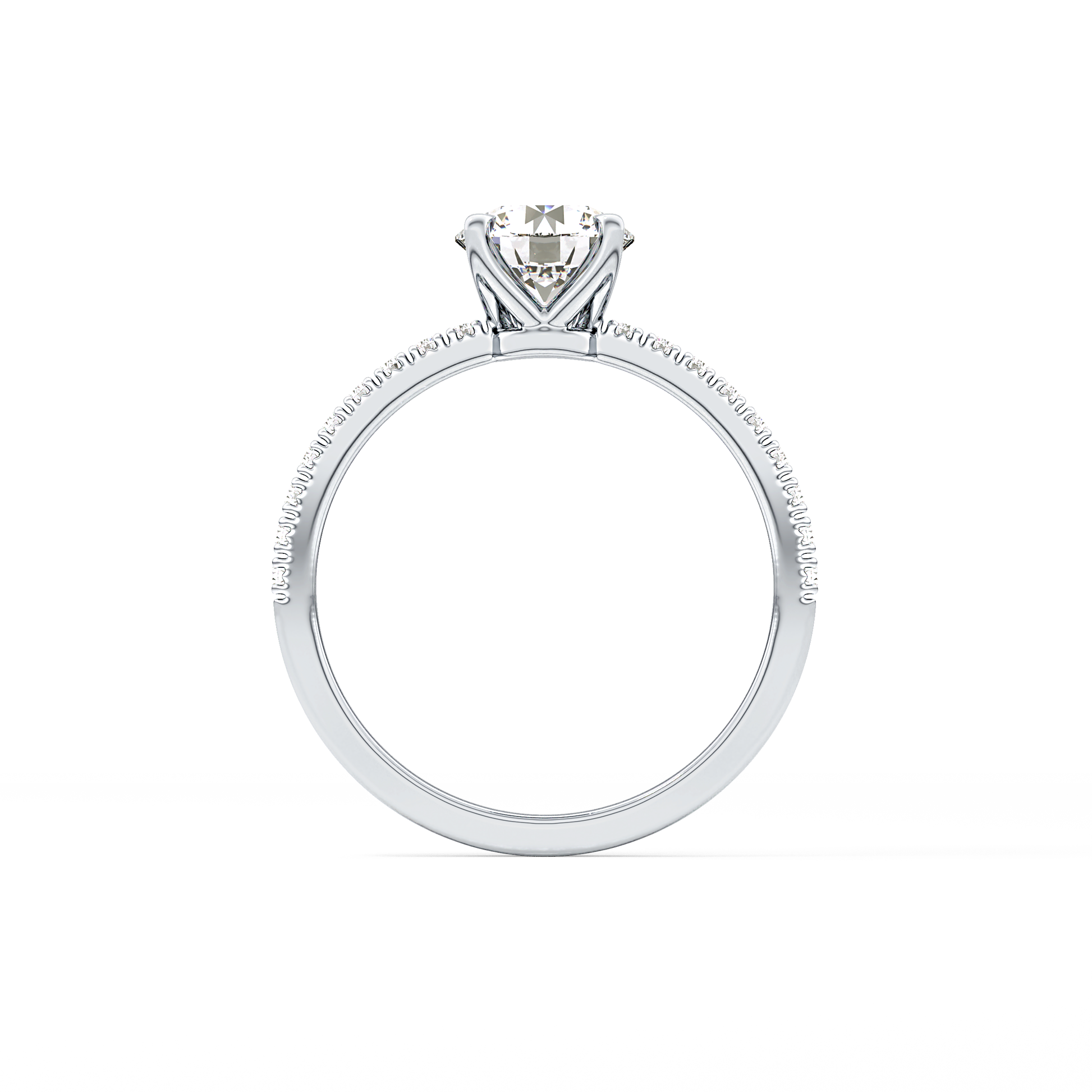 Round Cut 1.03 Carat Moissanite Ring – Pave Setting in Gold 4