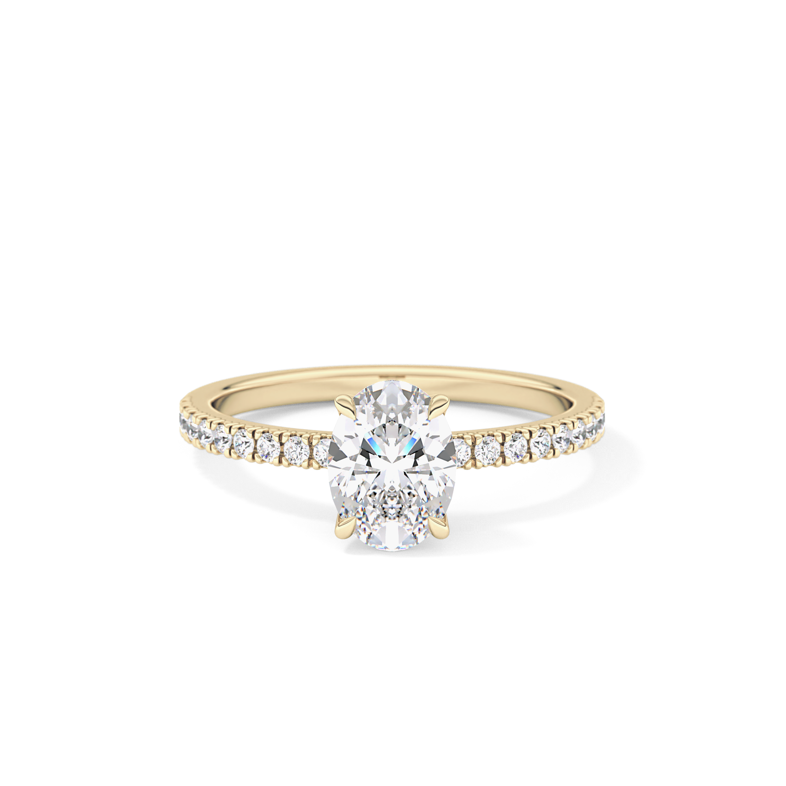 Oval Cut 1 Carat Moissanite Ring – Pave Setting in Gold