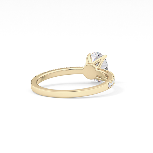 Oval Cut 1 Carat Moissanite Ring – Pave Setting in Gold