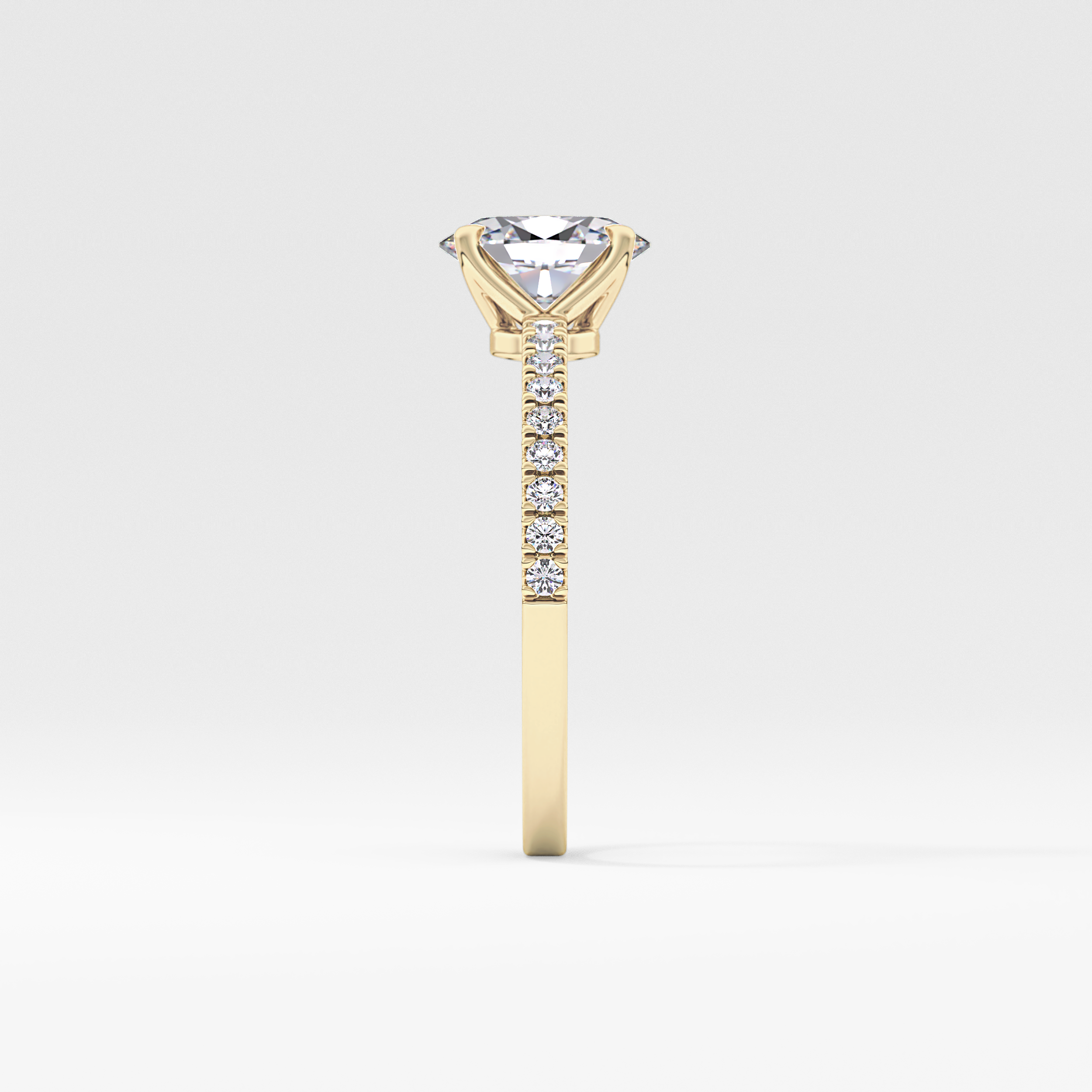 Oval Cut 1 Carat Moissanite Ring – Pave Setting in Gold