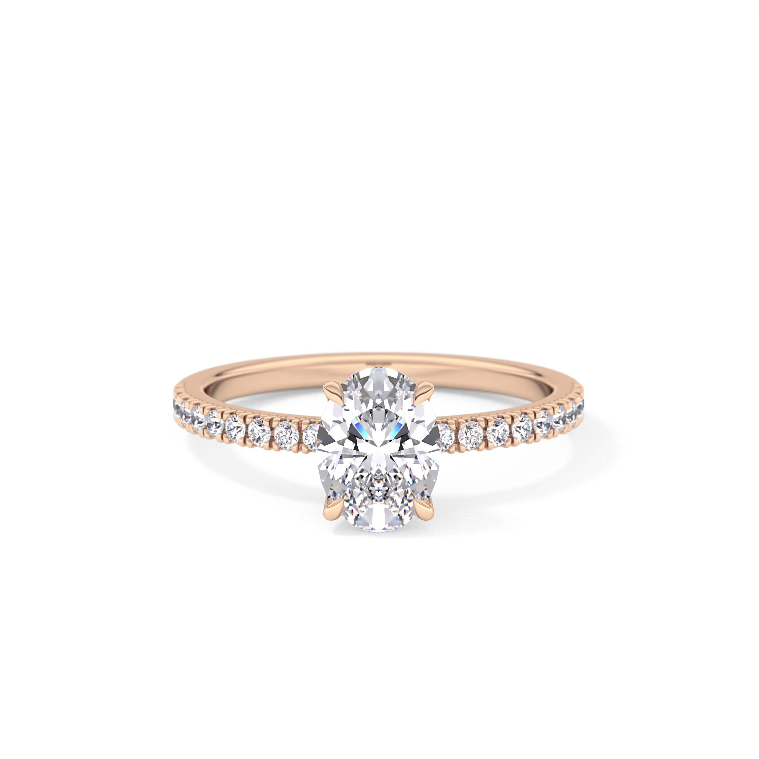 Oval Cut 1 Carat Moissanite Ring – Pave Setting in Gold