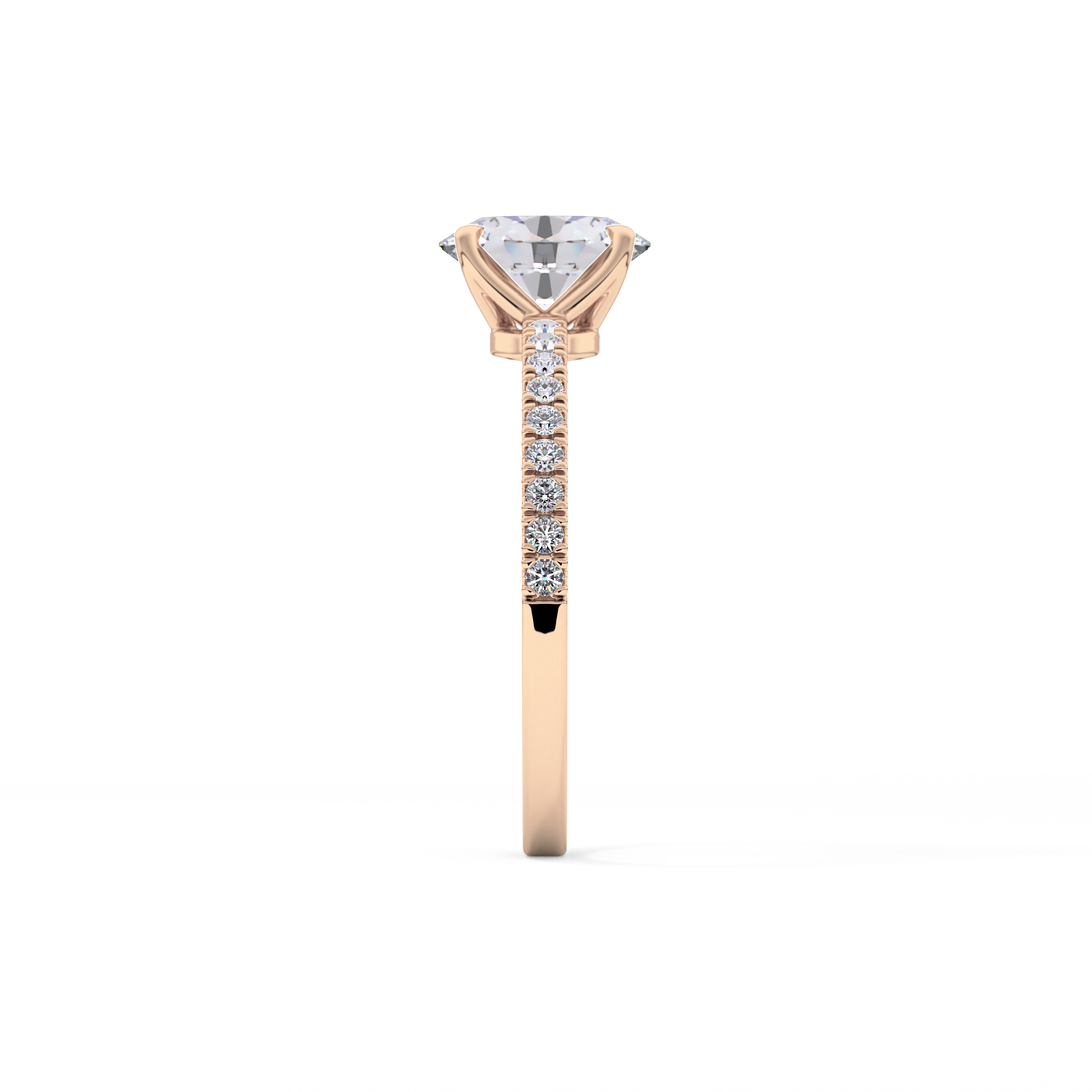 Oval Cut 1 Carat Moissanite Ring – Pave Setting in Gold