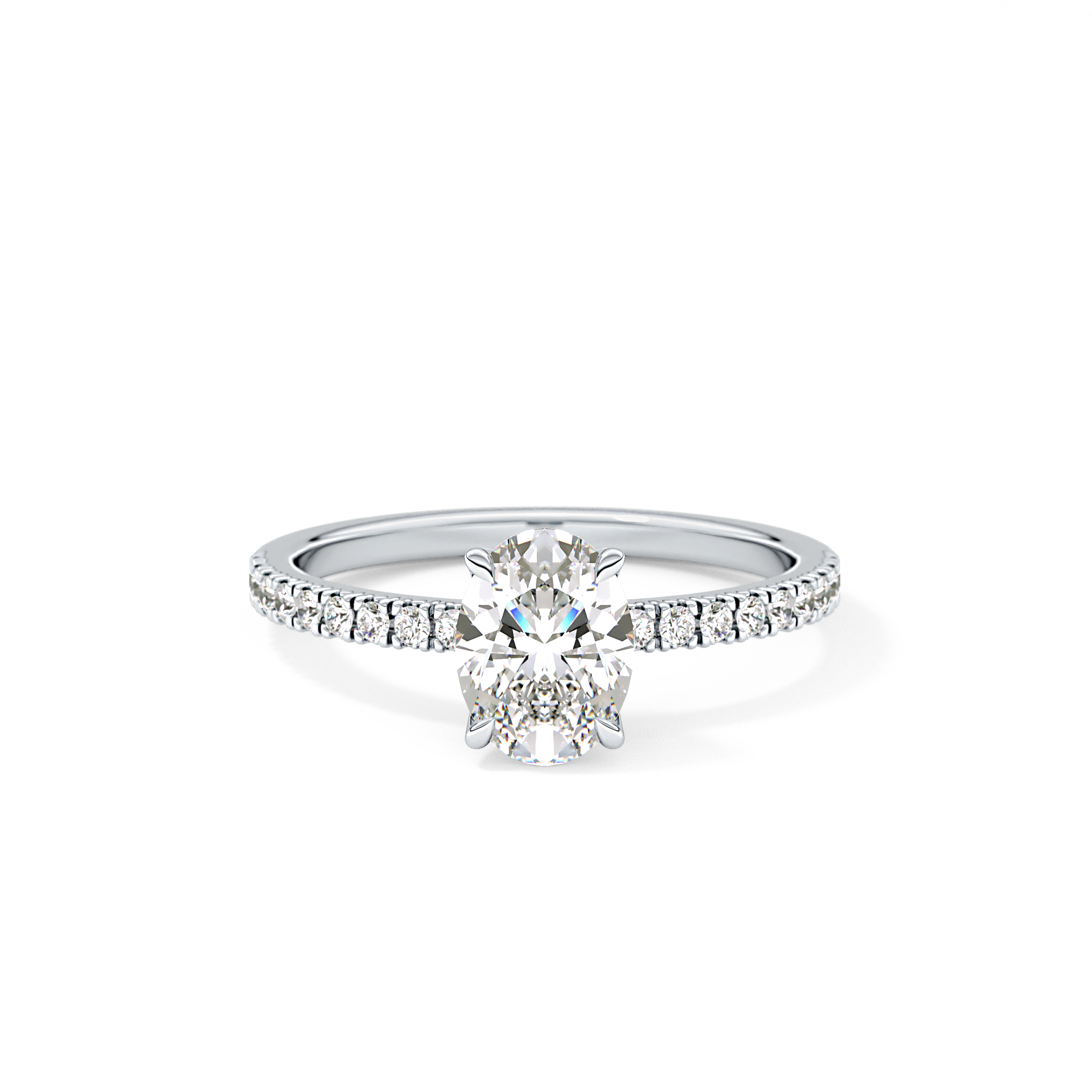 Oval Cut 1 Carat Moissanite Ring – Pave Setting in Gold