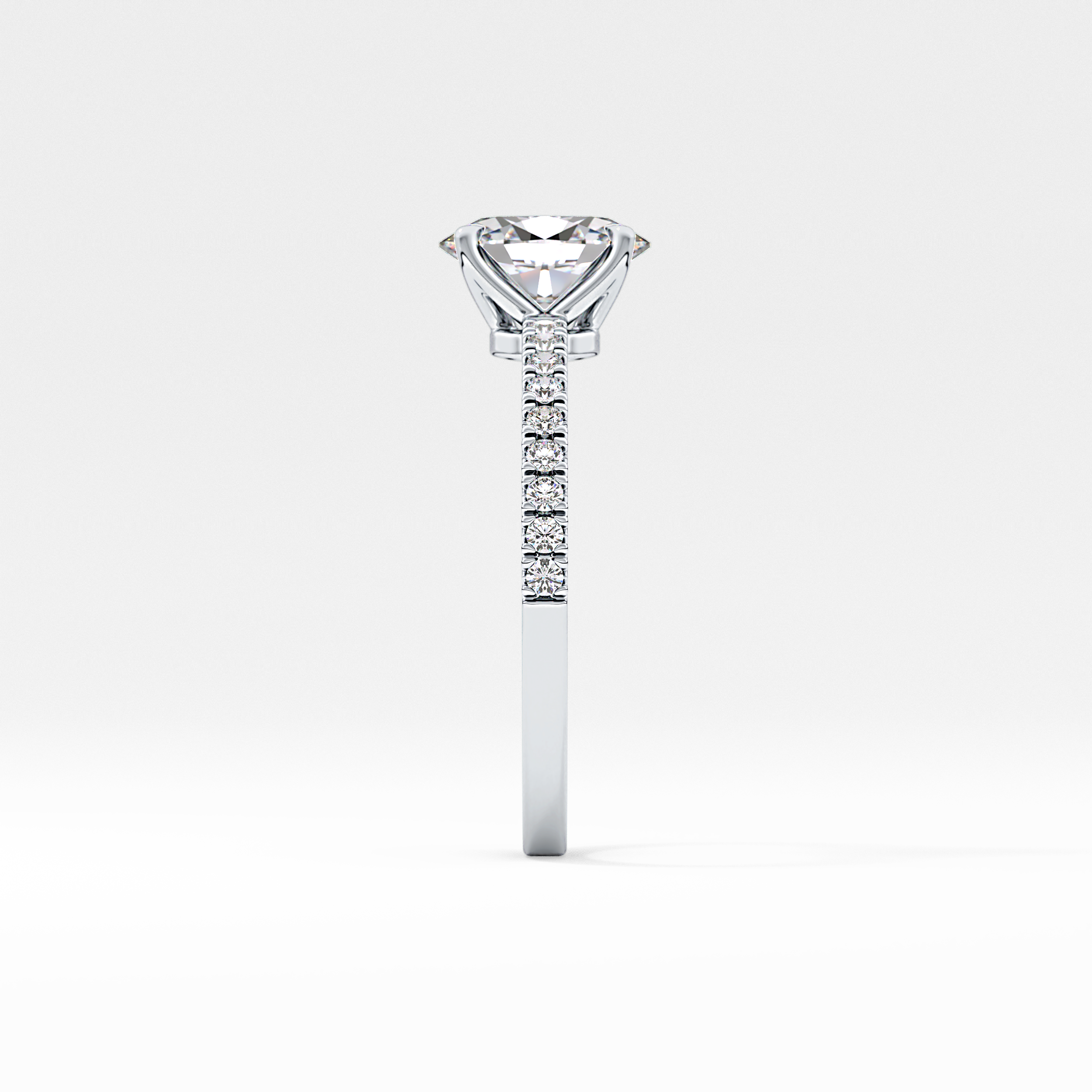 Oval Cut 1 Carat Moissanite Ring – Pave Setting in Gold