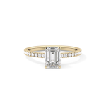 Emerald Cut 1.02 Carat Moissanite Ring – Pave Setting in Gold 1