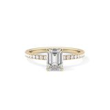 Emerald Cut 1.02 Carat Moissanite Ring – Pave Setting in Gold 1