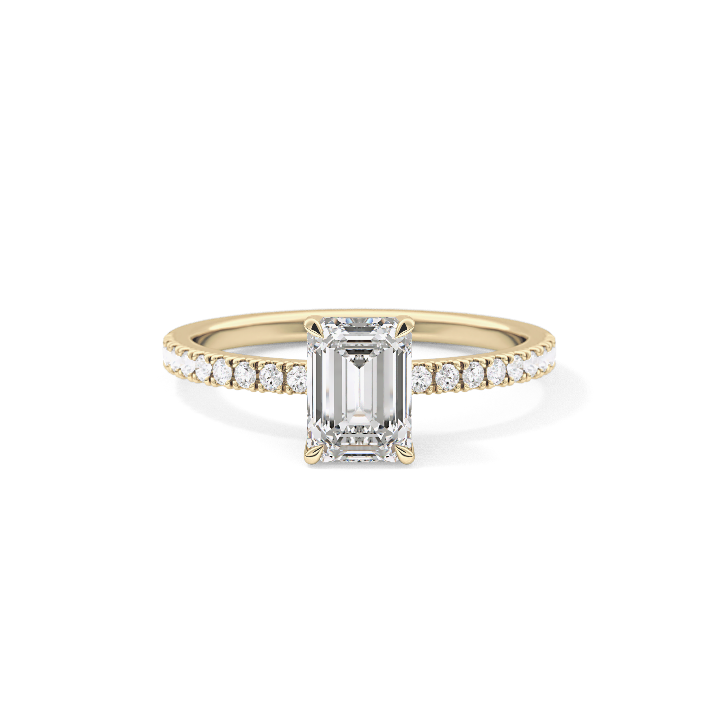 Emerald Cut 1.02 Carat Moissanite Ring – Pave Setting in Gold 1