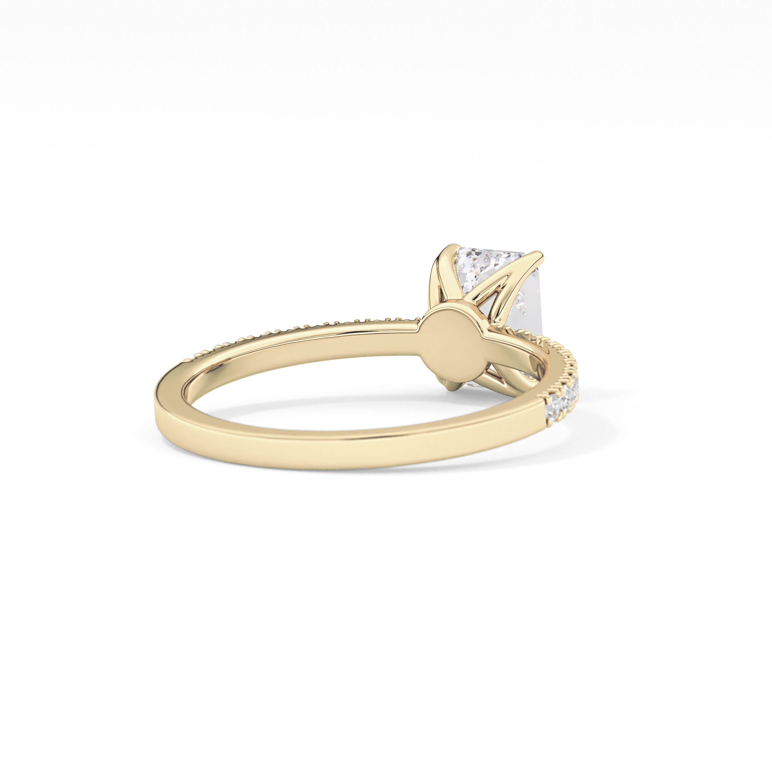 Emerald Cut 1.02 Carat Moissanite Ring – Pave Setting in Gold 2