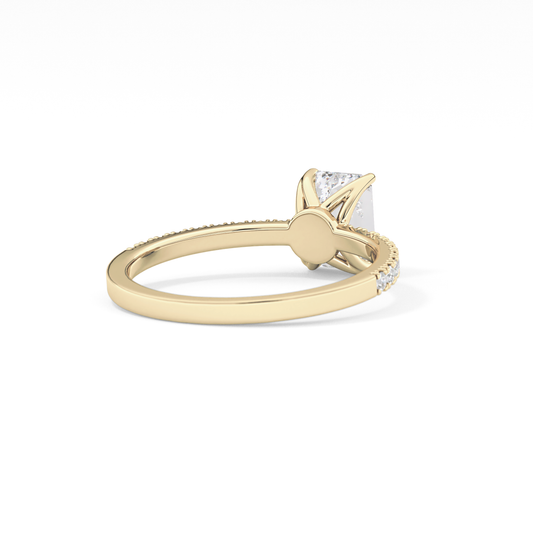 Emerald Cut 1.02 Carat Moissanite Ring – Pave Setting in Gold