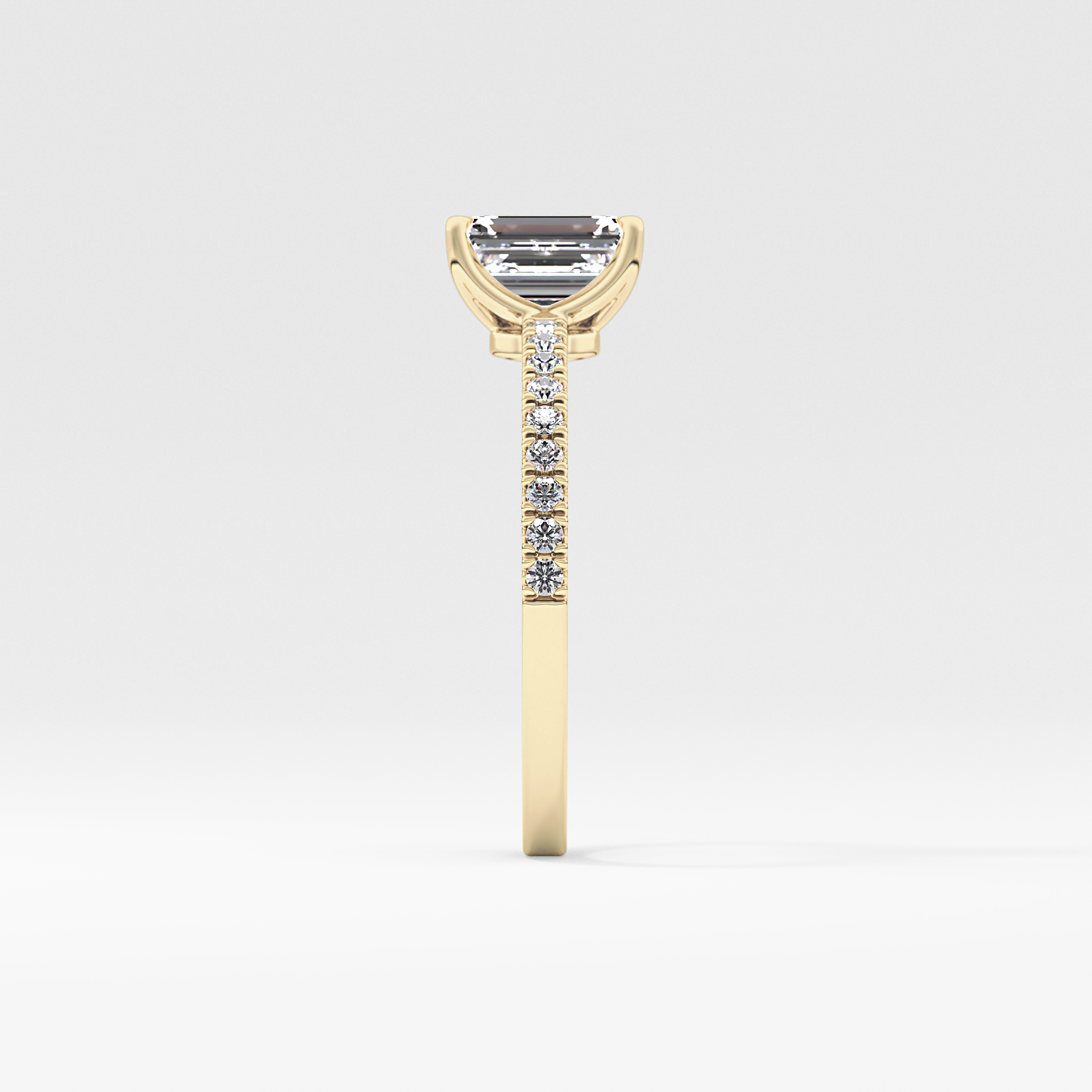Emerald Cut 1.02 Carat Moissanite Ring – Pave Setting in Gold 4