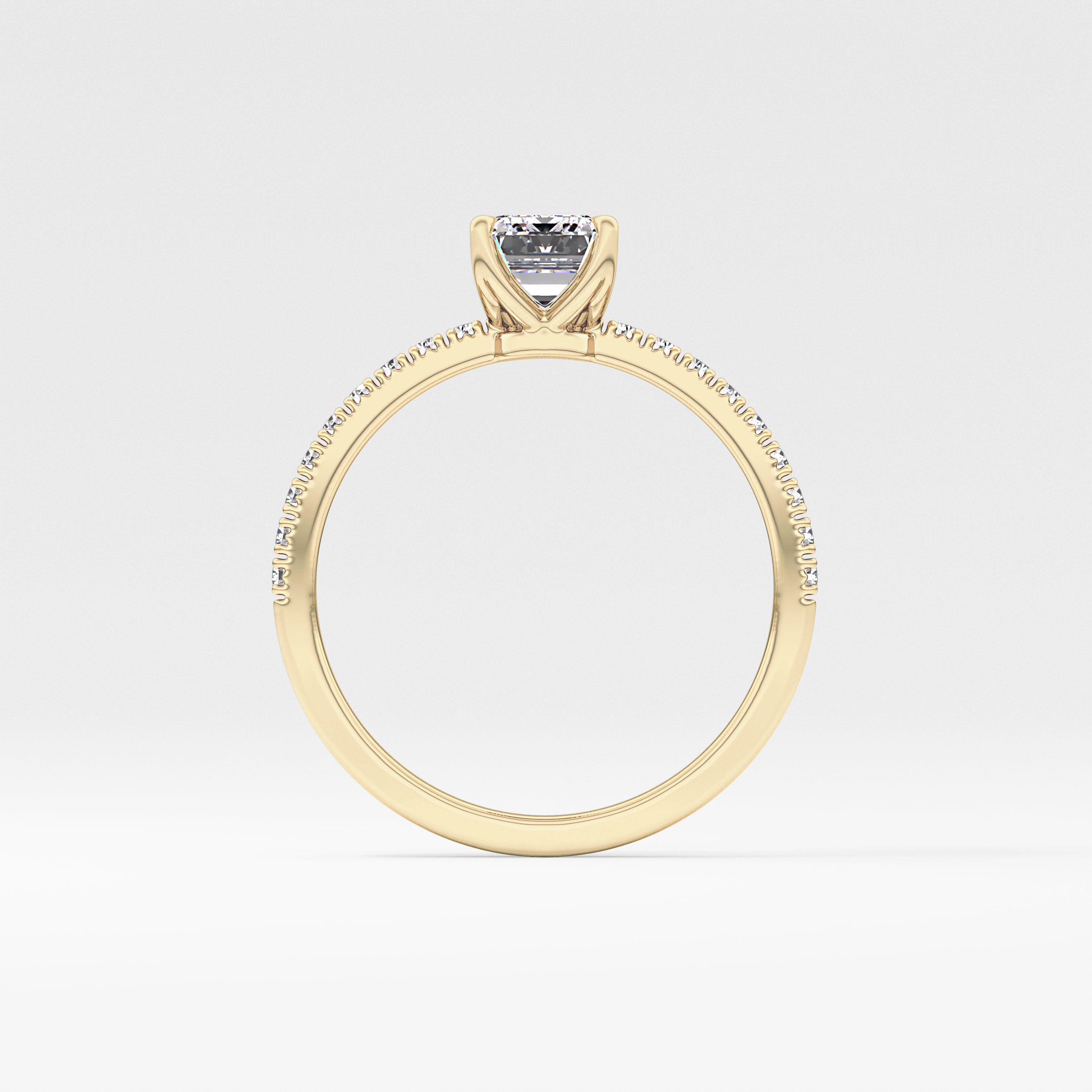 Emerald Cut 1.02 Carat Moissanite Ring – Pave Setting in Gold 6