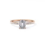Emerald Cut 1.02 Carat Moissanite Ring – Pave Setting in Gold 13